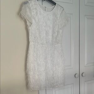 BCBGeneration Cream Sheath Mini Dress with Flutter Sleeves